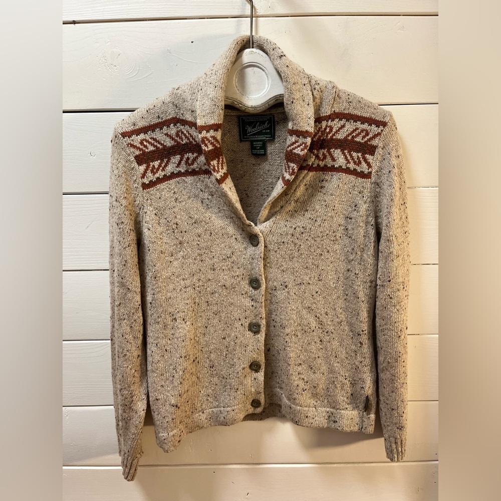 WOOLRICH Vintage Beige Knit Cardigan Size S - Picture 10 of 10